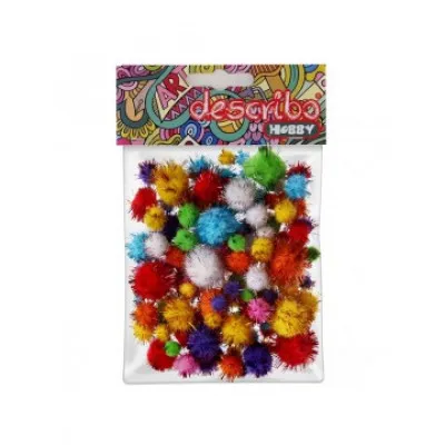 POMPONS GLITTER ΔΙΑΦΟΡΑ ΧΡΩΜΑΤΑ 80 ΤΕΜΑΧΙΑ ΜΕΓΕΘΟΣ 10