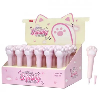 SQUISHY ΣΤΥΛΟ GEL ΠΑΤΟΥΣΑΚΙ ΓΑΤΑΣ 0,5mm ΜΠΛΕ