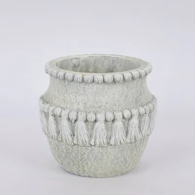 ΒΑΖΟ,ΤΣΙΜΕΝΤΕΝΙΟ, ΓΚΡΙ ΜΕ ΚΡΟΣΣΙΑ,16.5x16.5x14cm