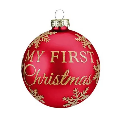 BL524 ΓΥΑΛ. ΜΠΑΛΑ "MY FIRST XMAS" ΚΟΚΚΙΝΗ 8CM