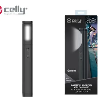 CELLY SELFIE STICK ΜΕ ΛΕΙΤΟΥΡΓΙΑ FLAS LIGHT CLICKFLASHPODBK ΜΑΥΡΟ