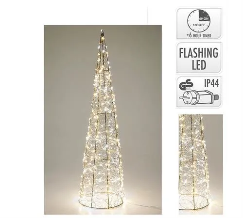 XM1021 ΣΥΡΜΑΤΙΝΟ ΔΕΝΤΡΟ ΚΩΝΟΣ ΧΡΥΣΟ 300LED 60CM