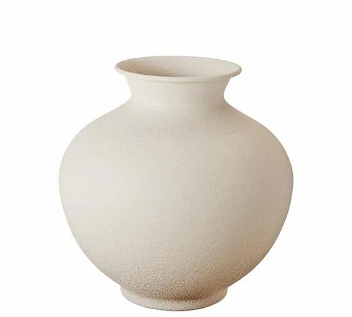 HE741 ΜΕΤΑΛΛΙΚΟ ΒΑΖΟ OFF WHITE ΜΕ ΣΑΓΡΕ ΥΦΗ 23CM