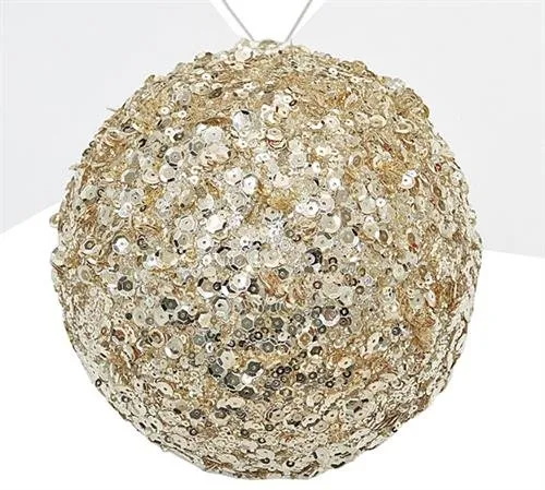 OR015 SEQUIN DECO BALL CHAMPAGNE 15CM