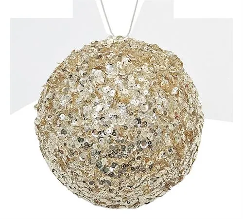 OR013 SEQUIN DECO BALL CHAMPAGNE 10CM