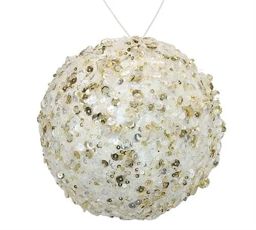 OR014 SEQUIN DECO BALL IVORY 10CM
