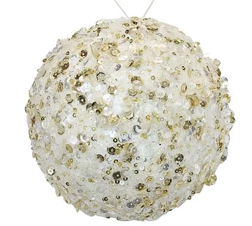 OR016 SEQUIN DECO BALL IVORY 15CM