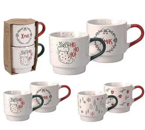 XM982 ΣΕΤ 2 ΚΟΥΠΕΣ STONEWARE 350ML ΣΕ 2 ΧΡΙΣΤ/ΚΑ ΣΧ